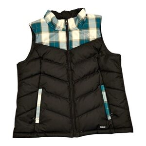 Like New North Face Black and Plaid Puffer Vest